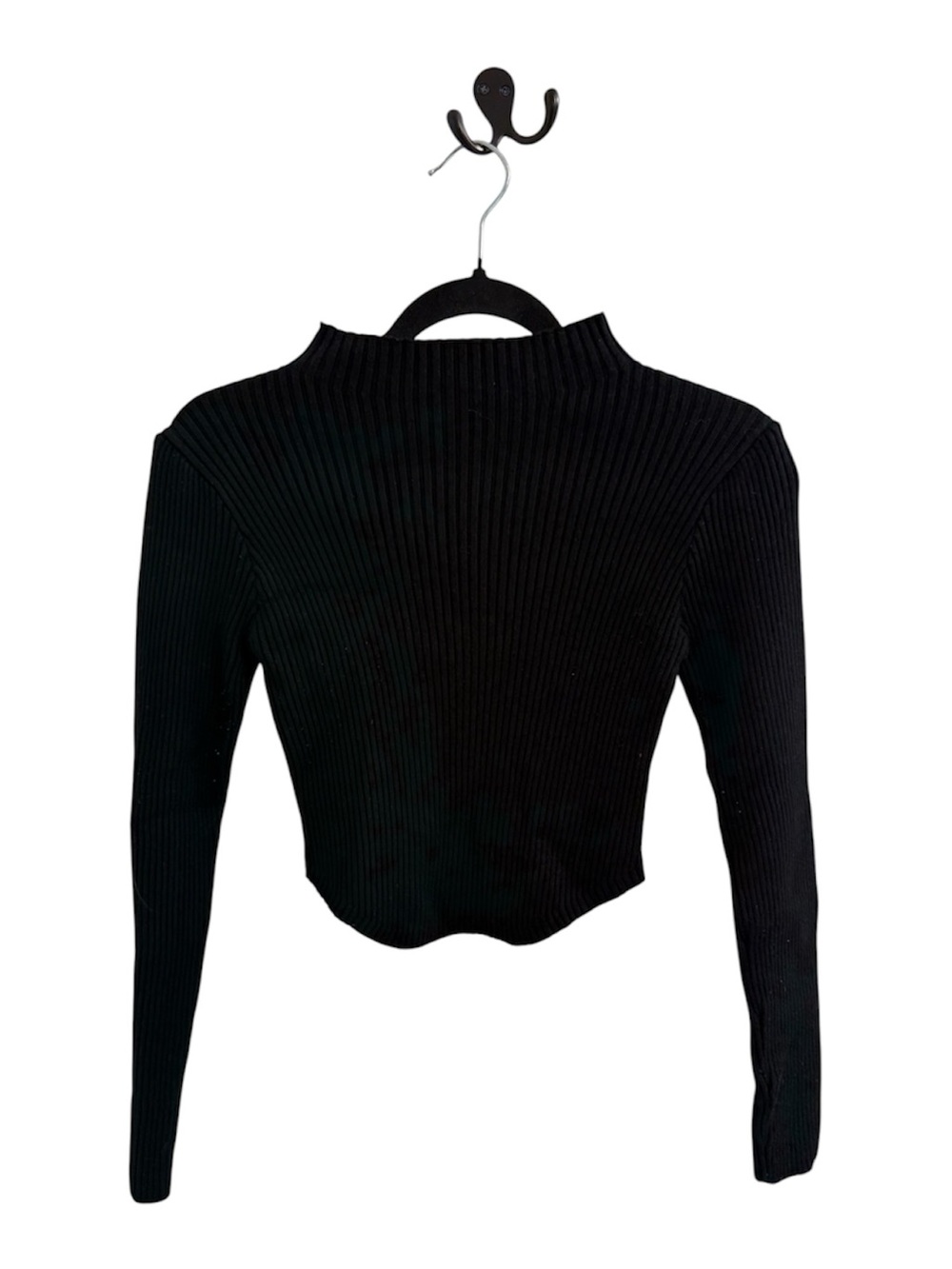 Black Ribbed Mock-Neck Long Sleeve Boutique Top Women’s Size L